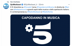 Mediaset, il concertone di capodanno a Bari