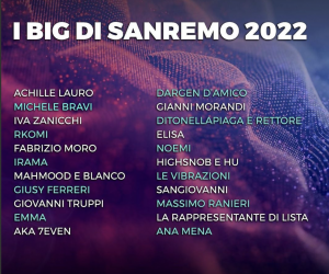 Elisa, Morandi e Sangiovanni…. Ecco tutti i big di Sanremo2022
