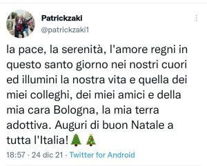 Il messaggio di Natale di Patrick Zaki alla sua Bologna: "Sei la mia terra adottiva, la pace illumini i nostri cuori"