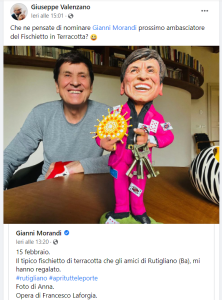 Gianni Morandi ambasciatore del Fischietto di Terracotta di Rutigliano: il sindaco lancia la proposta su Facebook