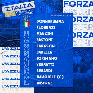 Italia-Macedonia, le formazioni ufficiali. Mancini si affida in avanti al trio Berardi-Immobile-Insigne
