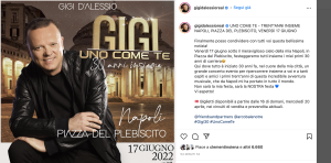 Gigi D’Alessio, evento per festeggiare i trent’anni di carriera
